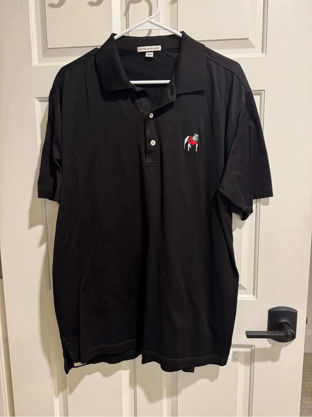 Peter Millar Black Polo with Embroidered Bulldog Georgia Dawgs large